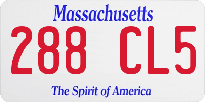 MA license plate 288CL5