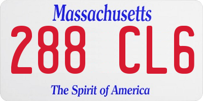 MA license plate 288CL6