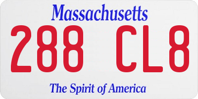 MA license plate 288CL8