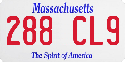 MA license plate 288CL9