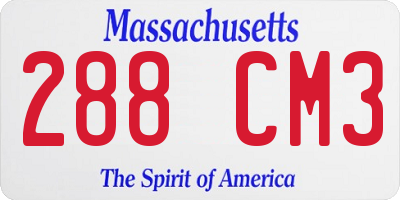 MA license plate 288CM3