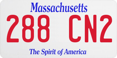 MA license plate 288CN2