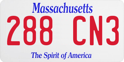 MA license plate 288CN3