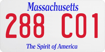 MA license plate 288CO1