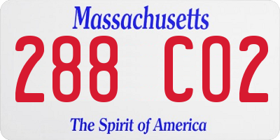 MA license plate 288CO2