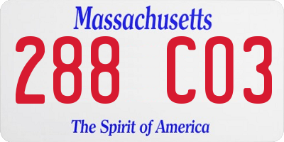 MA license plate 288CO3