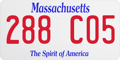 MA license plate 288CO5