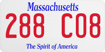 MA license plate 288CO8