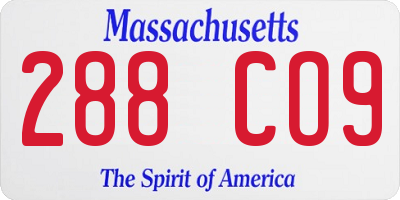 MA license plate 288CO9