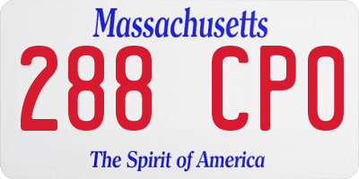 MA license plate 288CP0