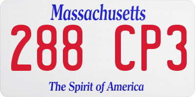 MA license plate 288CP3