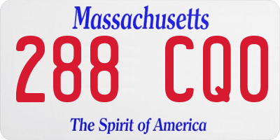 MA license plate 288CQ0