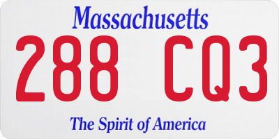 MA license plate 288CQ3