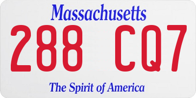 MA license plate 288CQ7