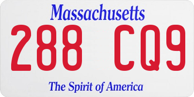 MA license plate 288CQ9