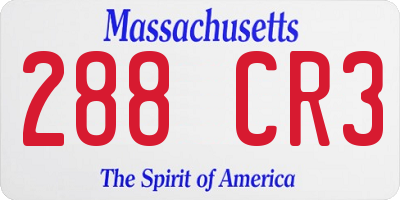 MA license plate 288CR3
