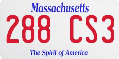 MA license plate 288CS3
