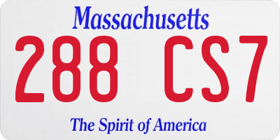 MA license plate 288CS7