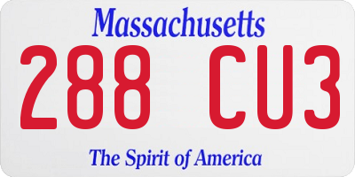 MA license plate 288CU3
