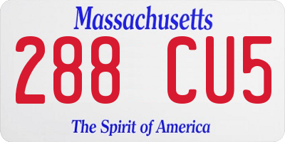 MA license plate 288CU5