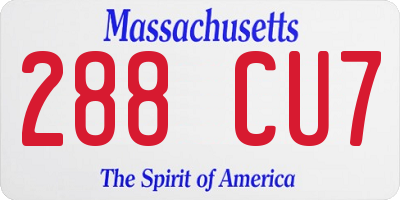 MA license plate 288CU7