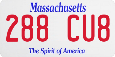 MA license plate 288CU8