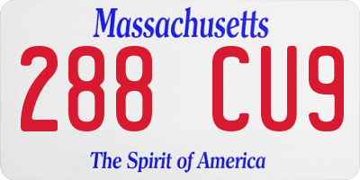MA license plate 288CU9