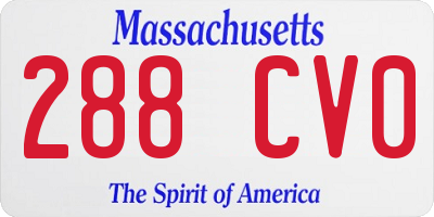 MA license plate 288CV0