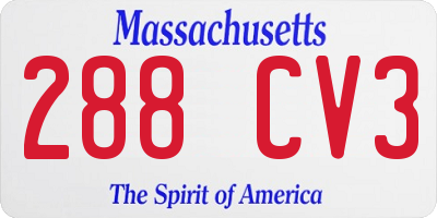 MA license plate 288CV3