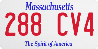 MA license plate 288CV4