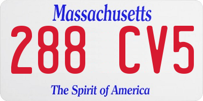 MA license plate 288CV5