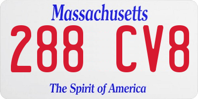 MA license plate 288CV8