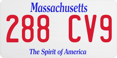 MA license plate 288CV9