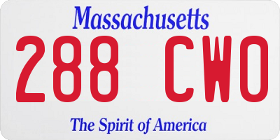 MA license plate 288CW0