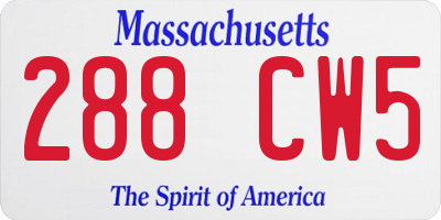 MA license plate 288CW5