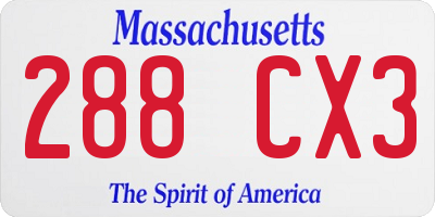 MA license plate 288CX3