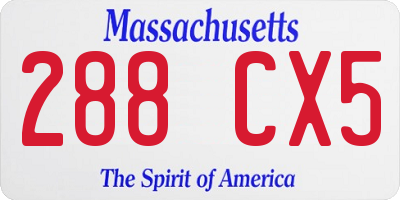 MA license plate 288CX5