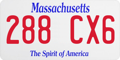 MA license plate 288CX6