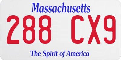 MA license plate 288CX9