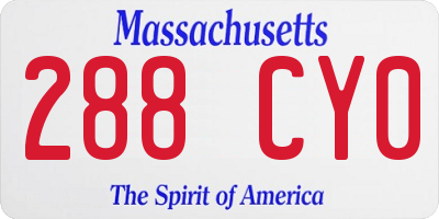 MA license plate 288CY0