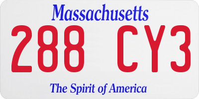 MA license plate 288CY3