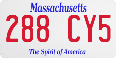 MA license plate 288CY5