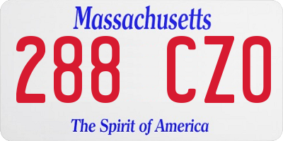 MA license plate 288CZ0