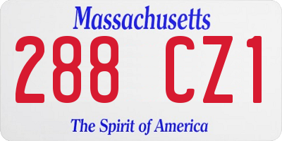 MA license plate 288CZ1