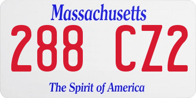 MA license plate 288CZ2