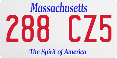 MA license plate 288CZ5