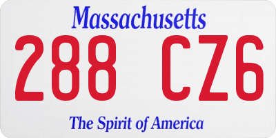 MA license plate 288CZ6