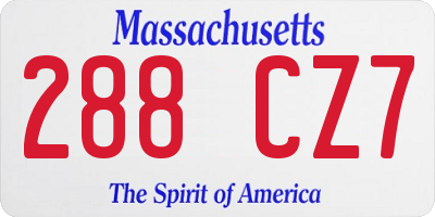 MA license plate 288CZ7