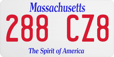 MA license plate 288CZ8
