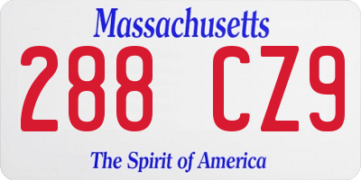 MA license plate 288CZ9